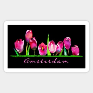 Amsterdam Holland Tulip Flower Watercolor Women Girls Gardener Sticker